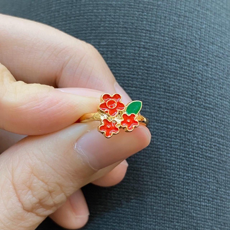 Cincin anak bunga merah xuping