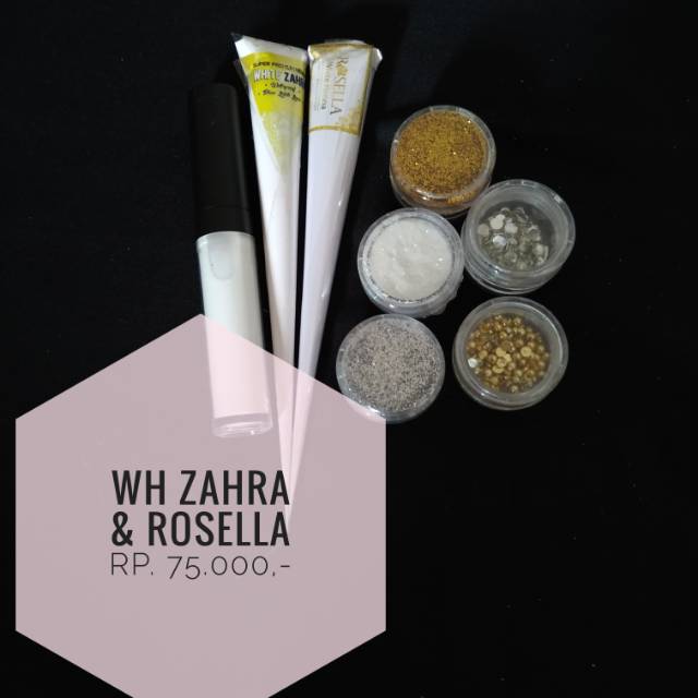 "MEDINA" PAKET ZAHRA DAN ROSELLA / WHITE HENNA / HENNA PUTIH / HENNA WATERPROOF / HENNA PENGANTIN