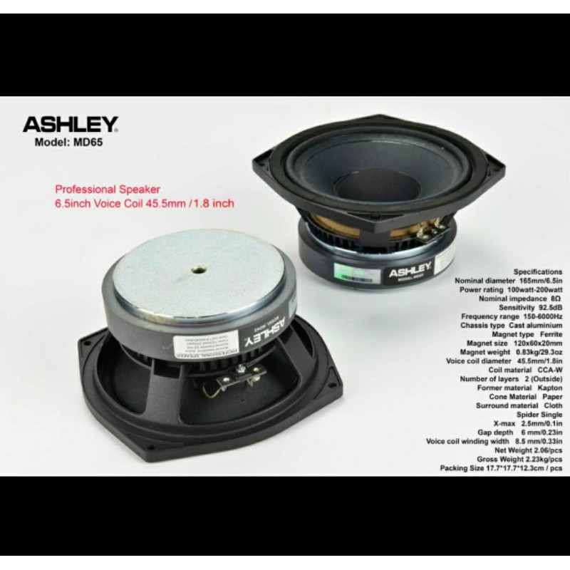 speaker ashley MD65 MD 65 6inch speaker component ORIGINAL