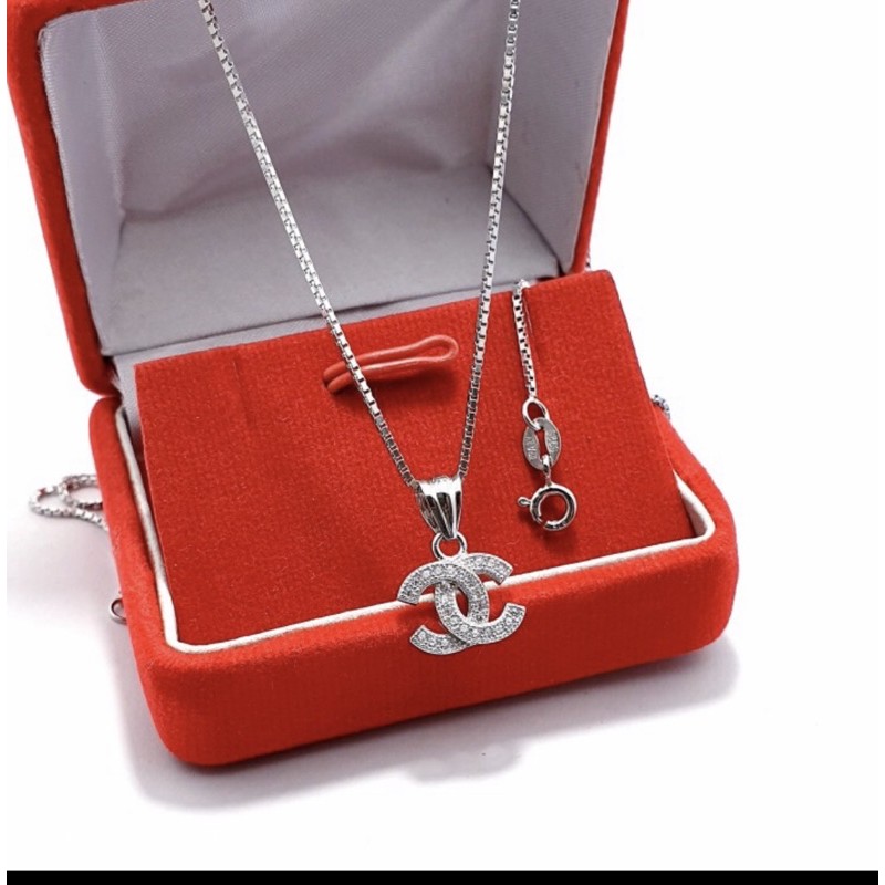 Kalung chanel kalung liontin chanel kalung perak 925 lapis emas putih SK73