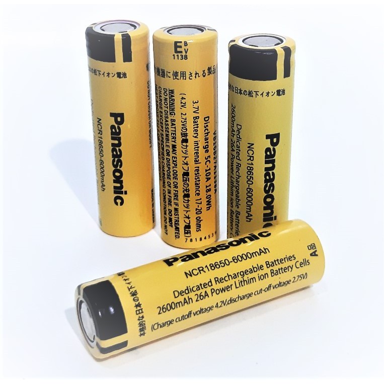 Batterai Charger/Baterai Cas 18650 Li-ion 3.7volt-6000mAh Warna Kuning Plus Ceper Paket Isi 4pcs