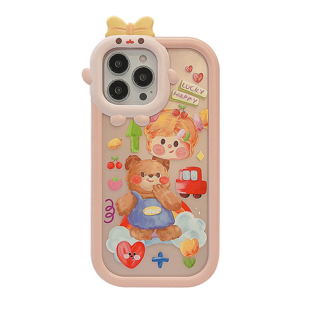 Ins Casing iPhone 14 14pro 14Plus 14prm 13prm 11 6splus 7Plus 8Plus Xr XS 13 12pro Max Motif Beruang Shockproof
