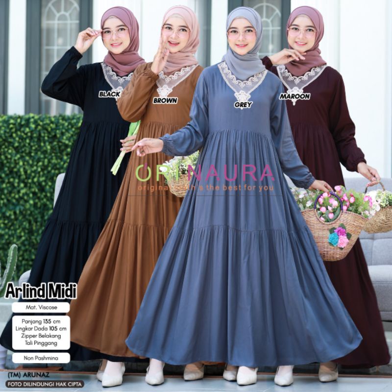 GAMIS DEWASA/ARLIND MIDI DRES BY ORI NAURA
