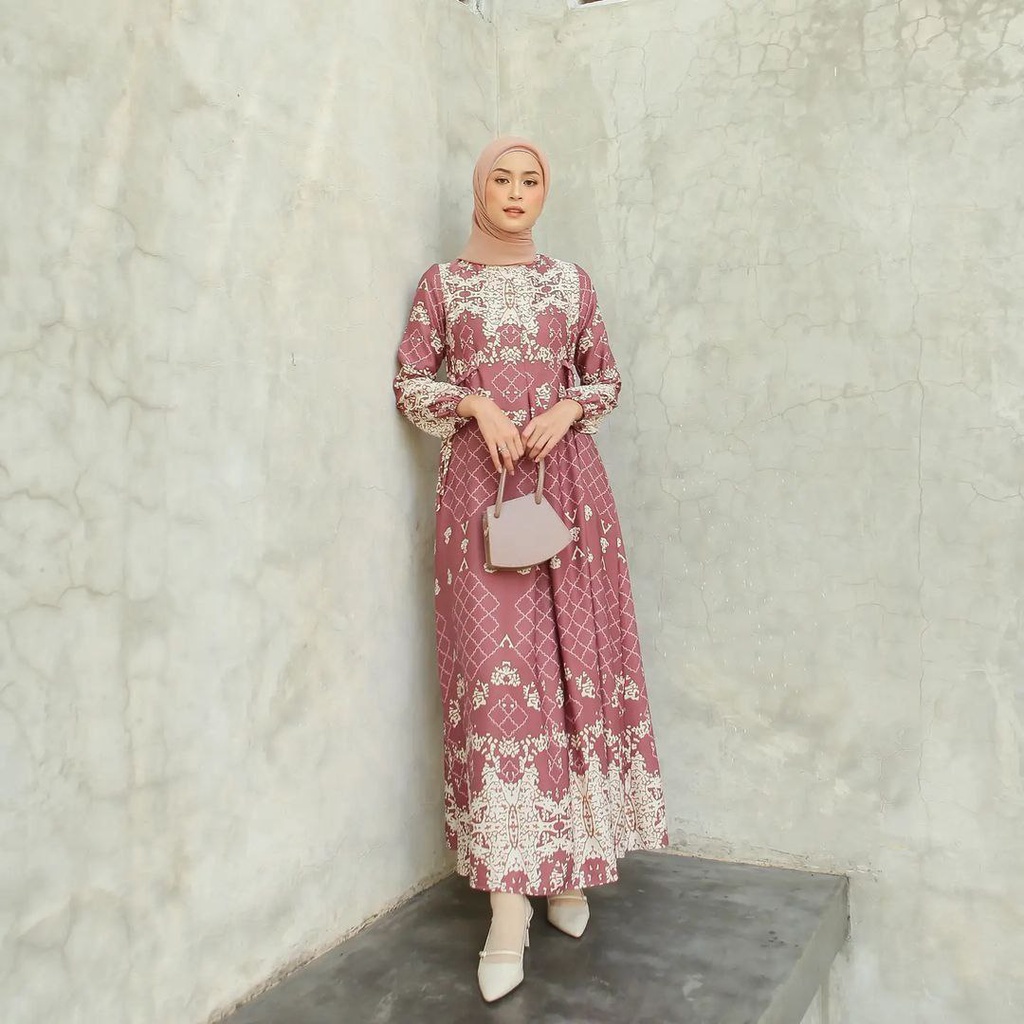 Viona Dress - Gamis Terbaru Maxmara Lux  Premium Dress Wanita Lengan Panjang Maxi Dress Kekinian LD 110 cm