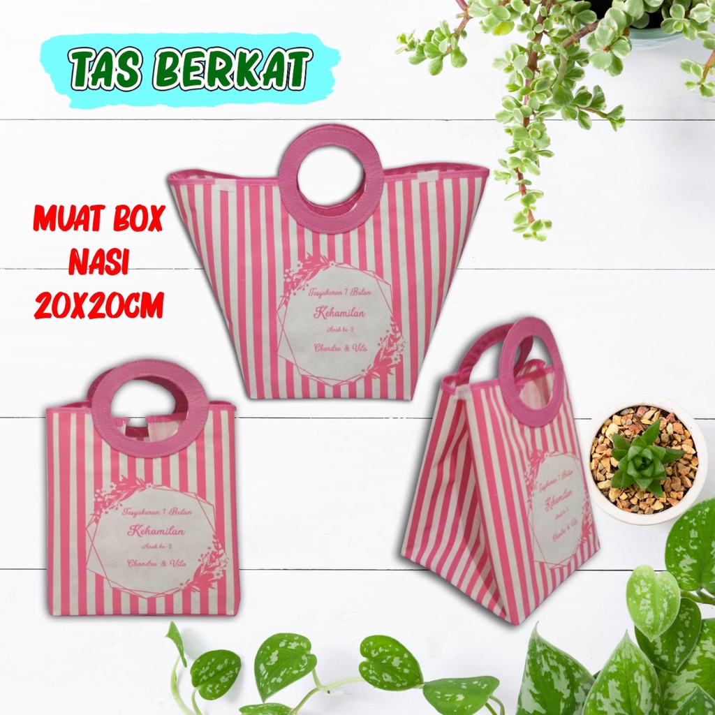 TAS 7 BULAN KEHAMILAN / TAS HAJATAN / TAS PEGANGAN BULAT MUAT NASI KOTAK 20X20