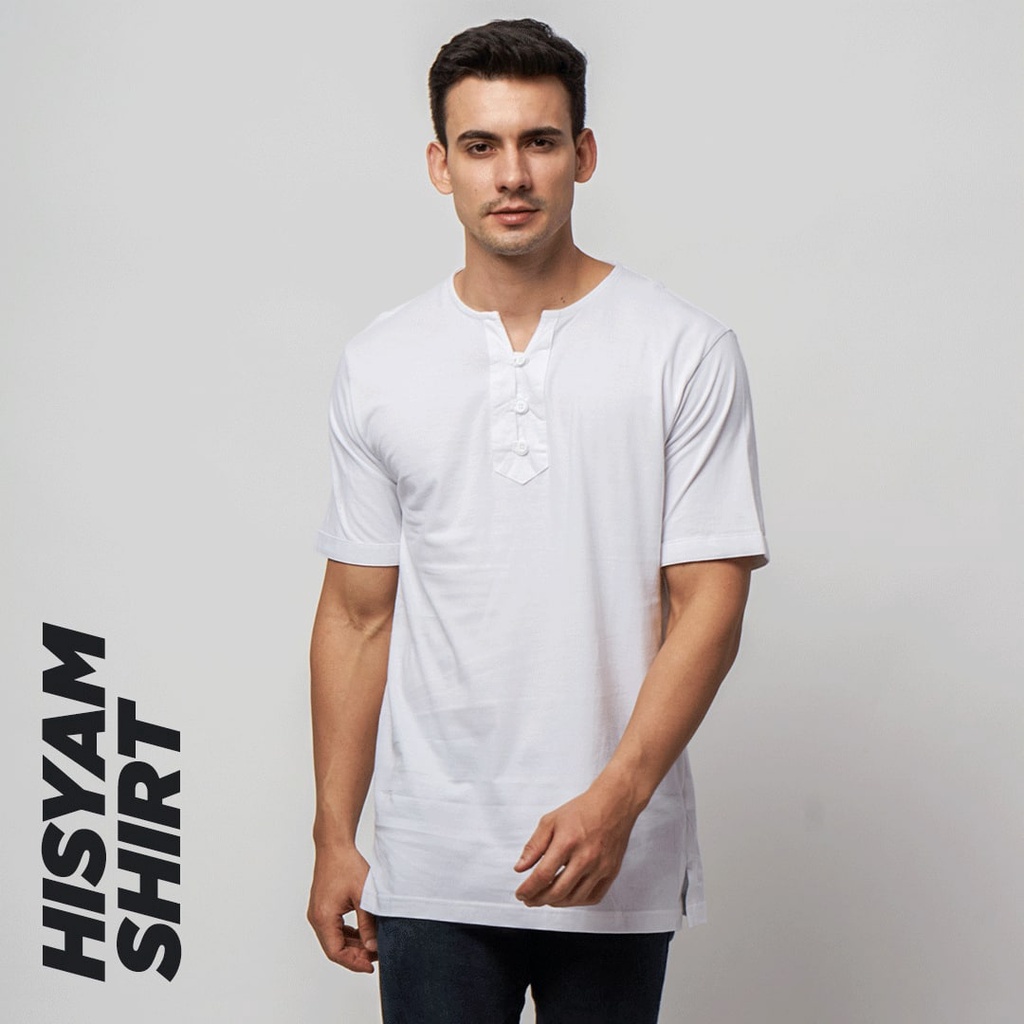 Hisyam Shirt Koko Kaos Muslim Putih White Bhirama