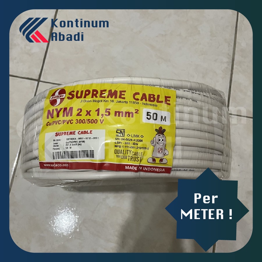 KABEL LISTRIK SUPREME NYM 2 x 1.5 mm 2 x 1,5 mm 2x1,5 | per METER