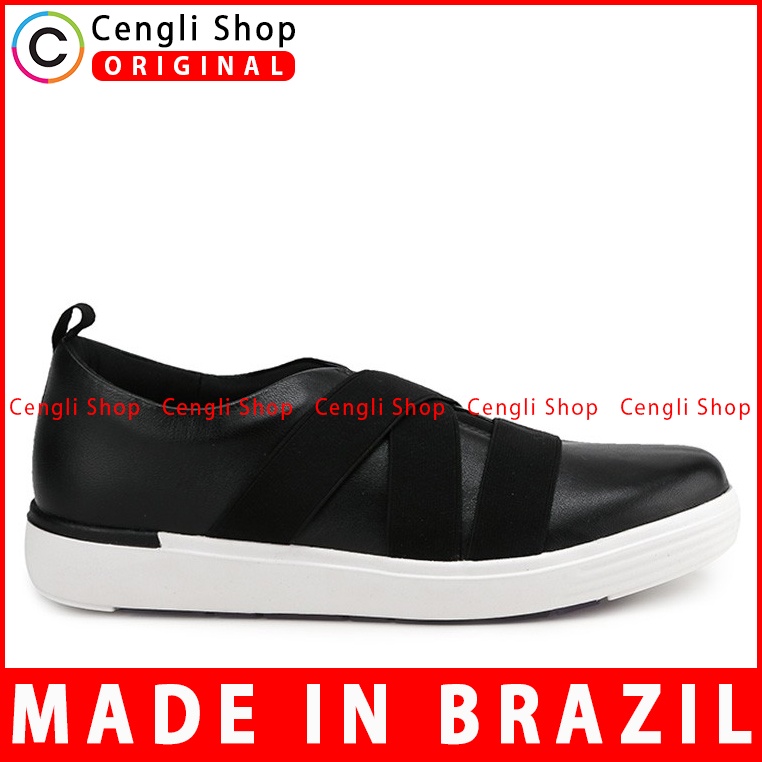 SEPATU SLIP ON KULIT OBERMAIN WANITA ORIGINAL ASLI TERBARU HITAM OW01