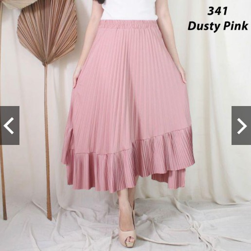 ROK PLISKET 341 ANA  ASIMETRIS RUFFLE HYGET MURAH LIDI PRISKET POLOS KARET MELAR MODELLANO PGMTA GROSIR