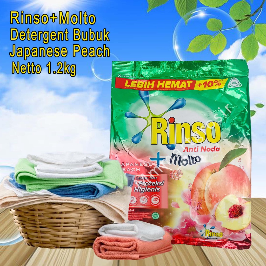 Rinso + Molto / Detergent Bubuk / Japanese Peach / Anti Noda 1.2kg