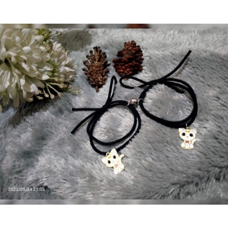 2[pcs]Gelang couple enamel CAT Putih