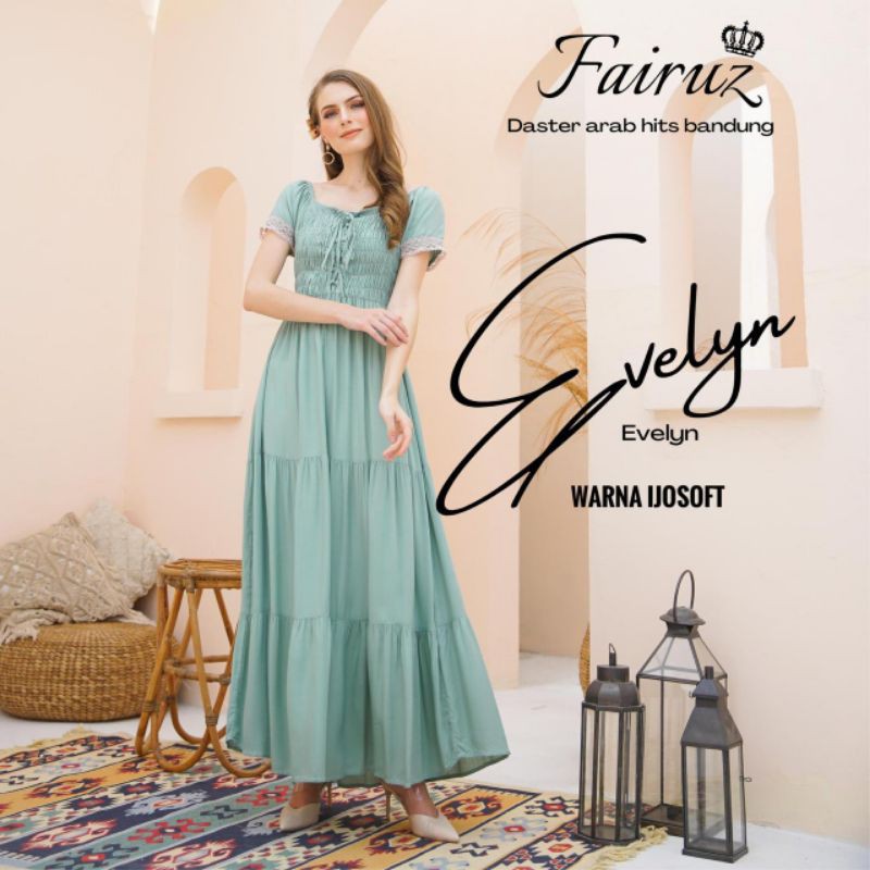 Daster Arab FAIRUZ EVELYN Long Dress Rayon sabrina Top crop super klok