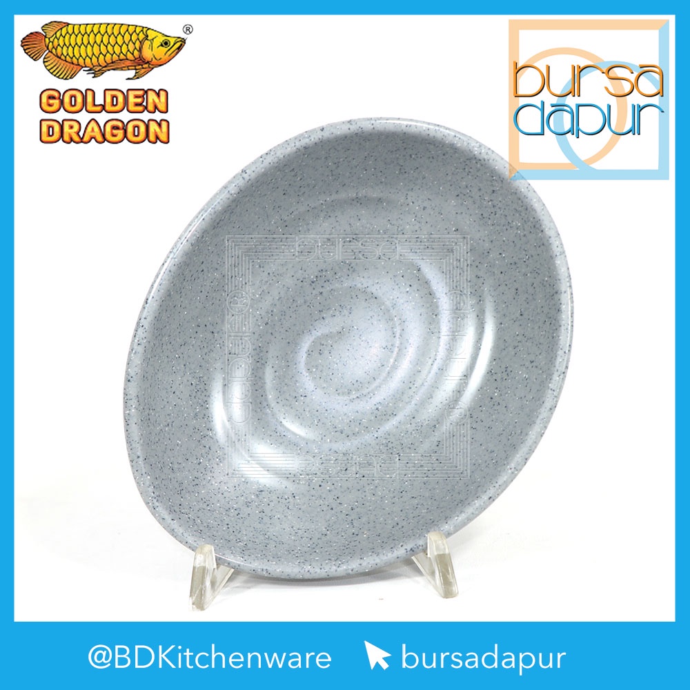 Golden Dragon Melamine (W3406A-MG) Mangkok Tembikar Oval - Matte Grey [6 inch]