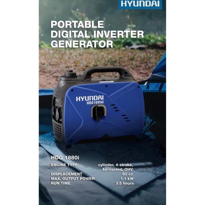 GENSET Portable HYUNDAI HDG 1880DI INVERTER 1000 WATT SILENT GENERATOR terlaris