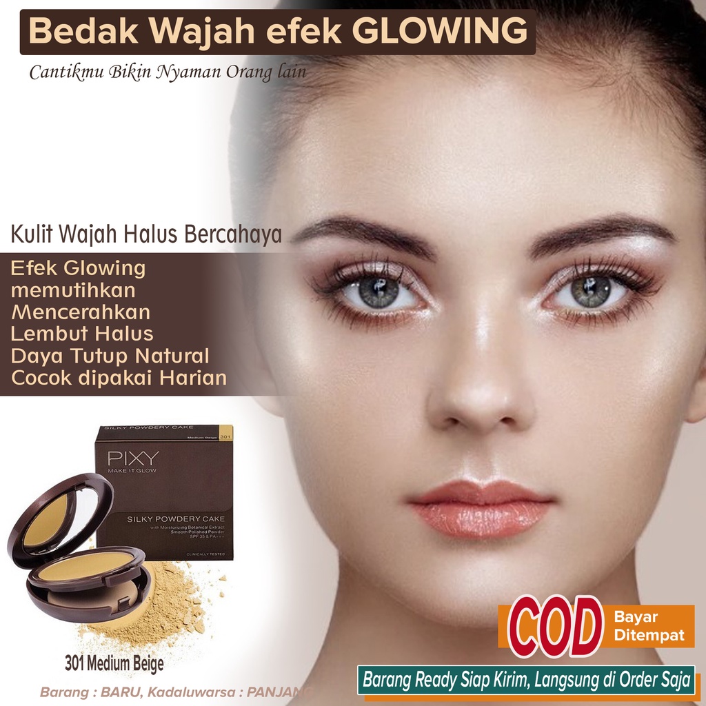 Bedak Wajah GLOWING Pemutih Pencerah Penghalus Pelembut Sebagai Penutup Penyamar Flek Hitam Bekas Je