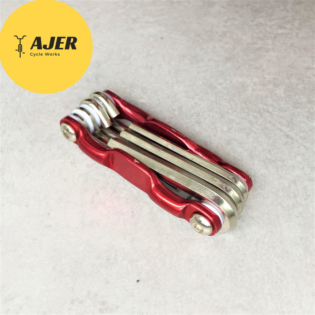 Kunci alat Multi tool kit Sepeda 7 in 1 ALLOY Portable set L hex lipat Obeng plus minus
