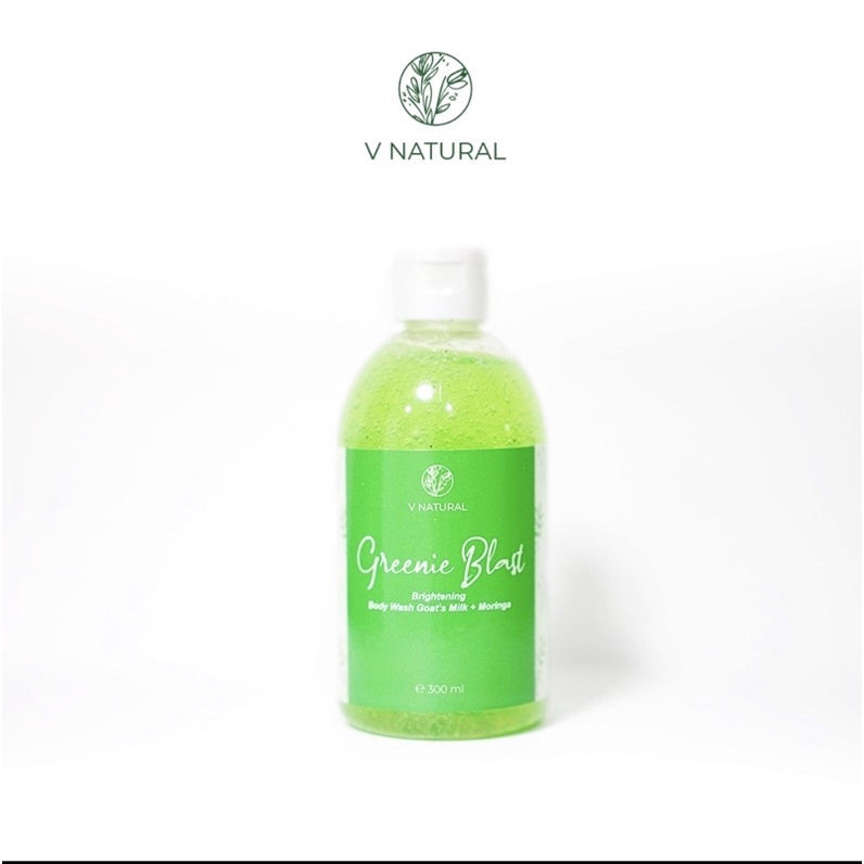 V Natural Body Wash Greenie Blast Brightening Goats Milk Moringa