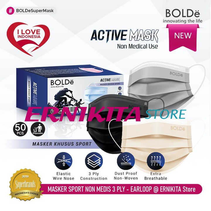 BOLDe ACTIVE MASK - Daily Masker Sport 3 Ply 50 Pcs