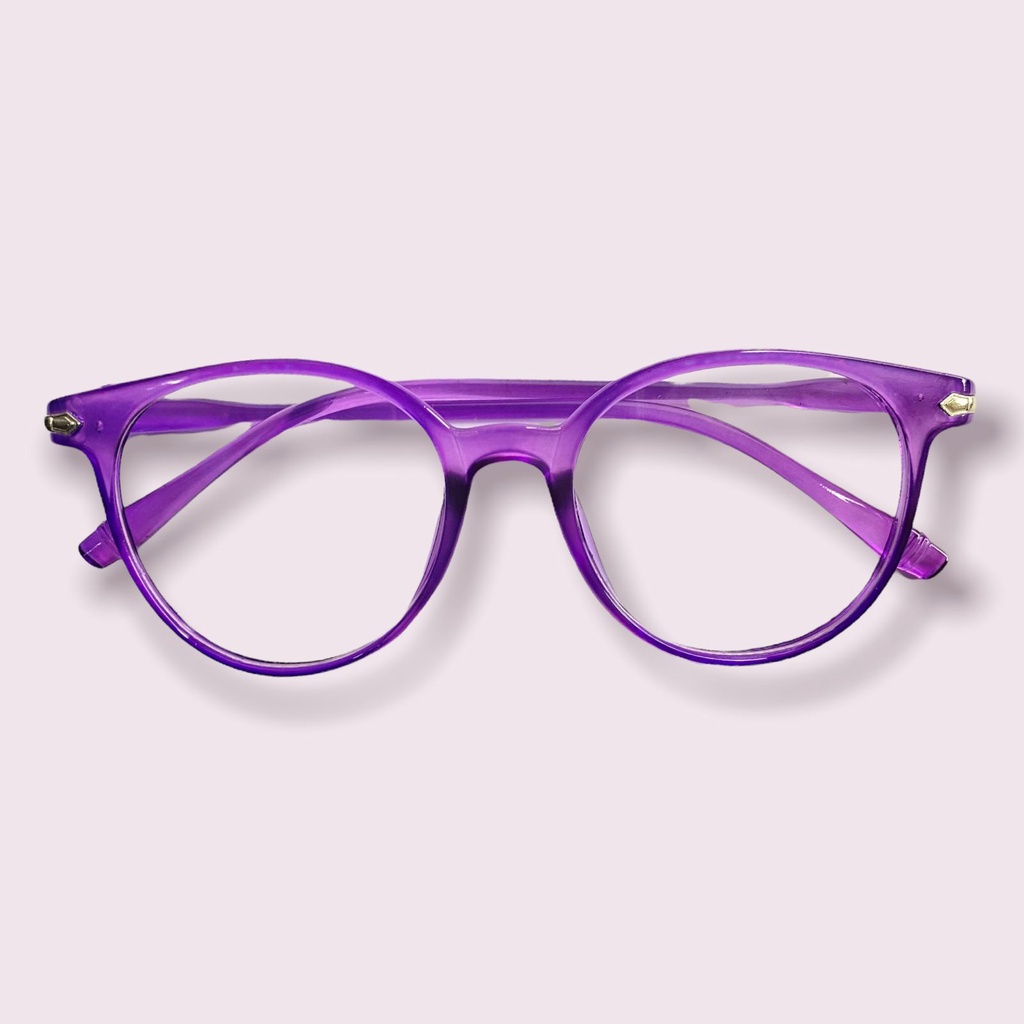 HC KACAMATA ANTI RADIASI KACA MATA 15959 Wanita  Pria Frame Sunglasses Lensa Transparan impor-HC3813 TRANS UNGU