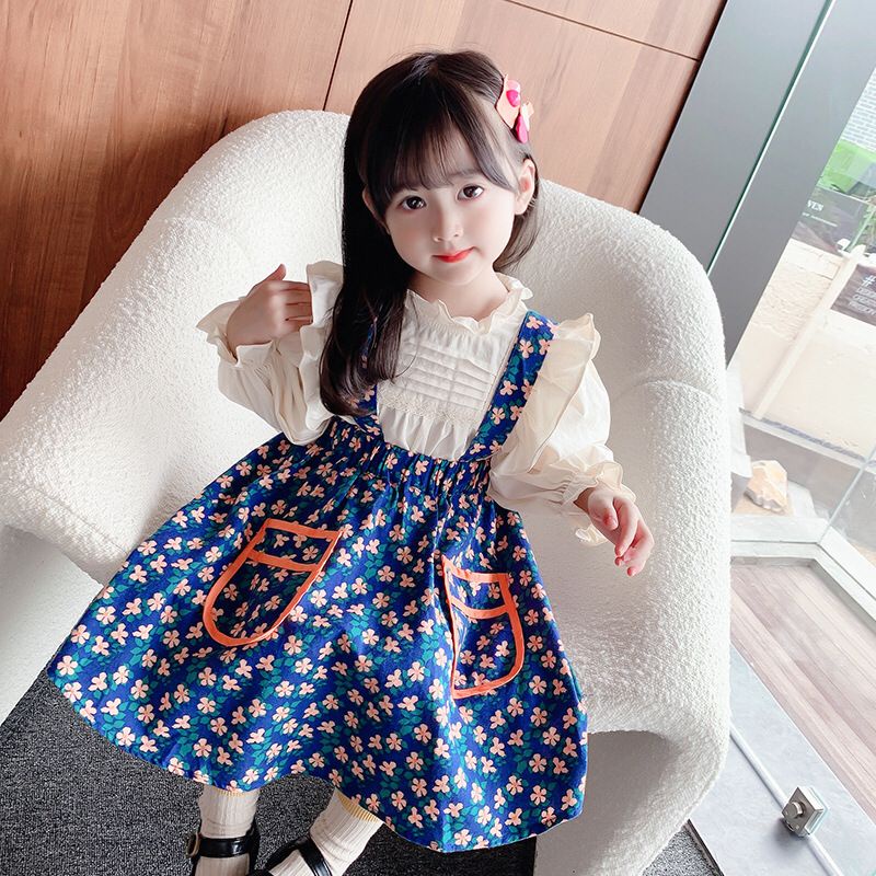 (LOLI-JKT) BS-128 STELAN JUMSUIT KATSURI  ANAK BIRU BUNGA 100-140