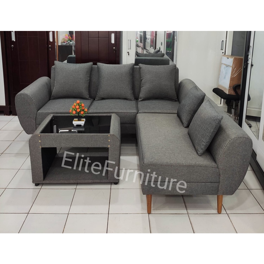 Sofa L Retro / Sofa Kaki Retro / Sofa Retro Ruang Tamu