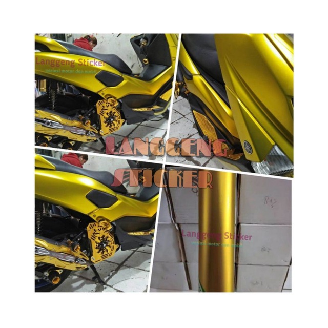 Skotlet Motor Kuning Emas Doff Sticker Scotlet Gold Metalik Crome Chrome Dop