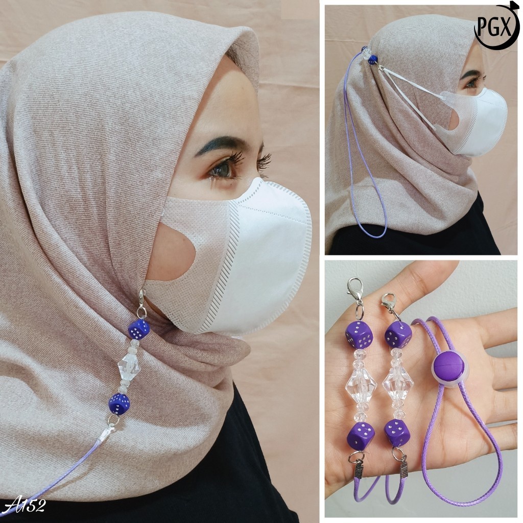 PGX Strap Masker - Tali Masker - Kalung Masker Mute Kristal Kaca Berkilau Aksesoris Fashion - A152