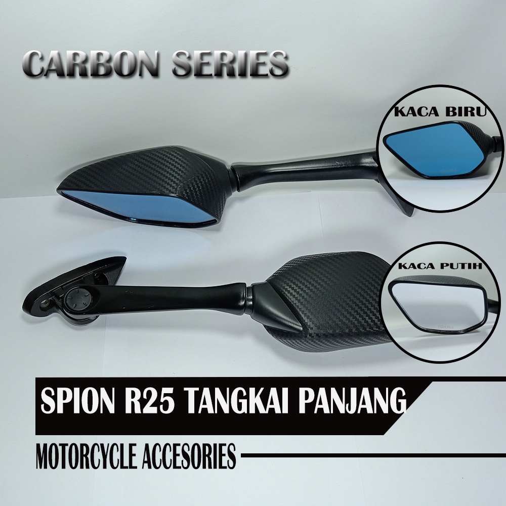 SPION R25 TANGKAI PANJANG IGAWA CARBON KACA BIRU NMAX LEXY NO BREKET KARBON motor motor