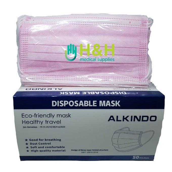 Masker Earloop 3ply Alkindo / Masker Bedah Karet / Masker Medis / Masker Earloop / Masker Alkindo