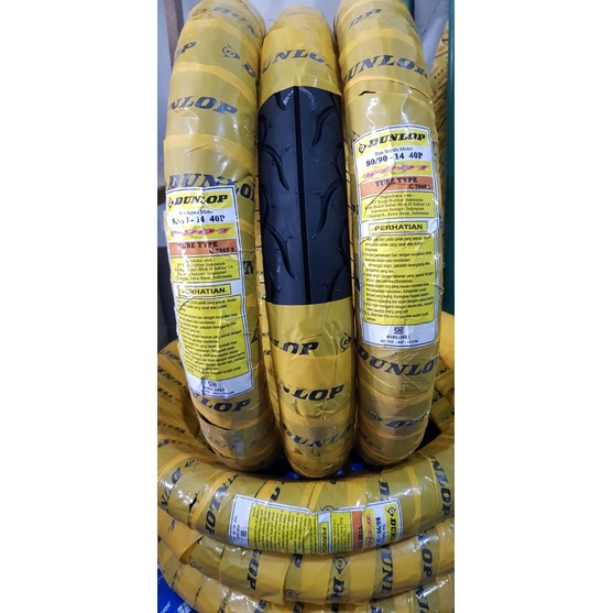 BAN LUAR DUNLOP 80/90-14 RING 14 TUBETYPE(TIDAK TUBLES)