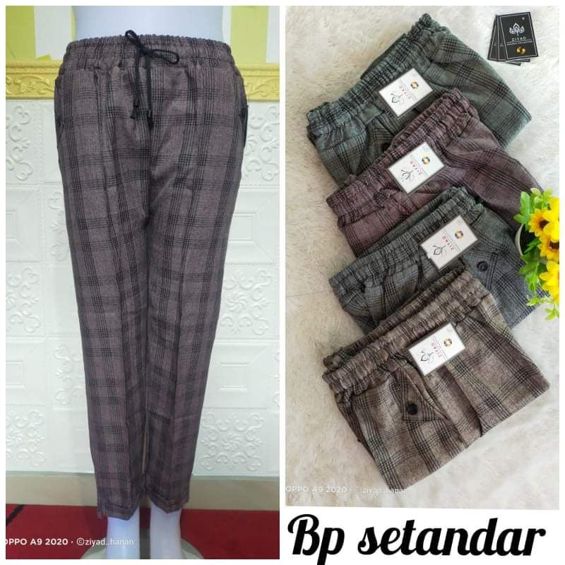 Celana baggypant wanita dewasa motif kotak/celana kotak/celana harian/celana santai/celana wanita