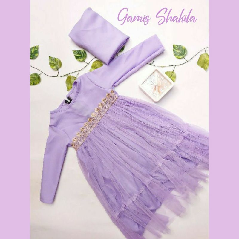 gamis tutu anak plus hijab