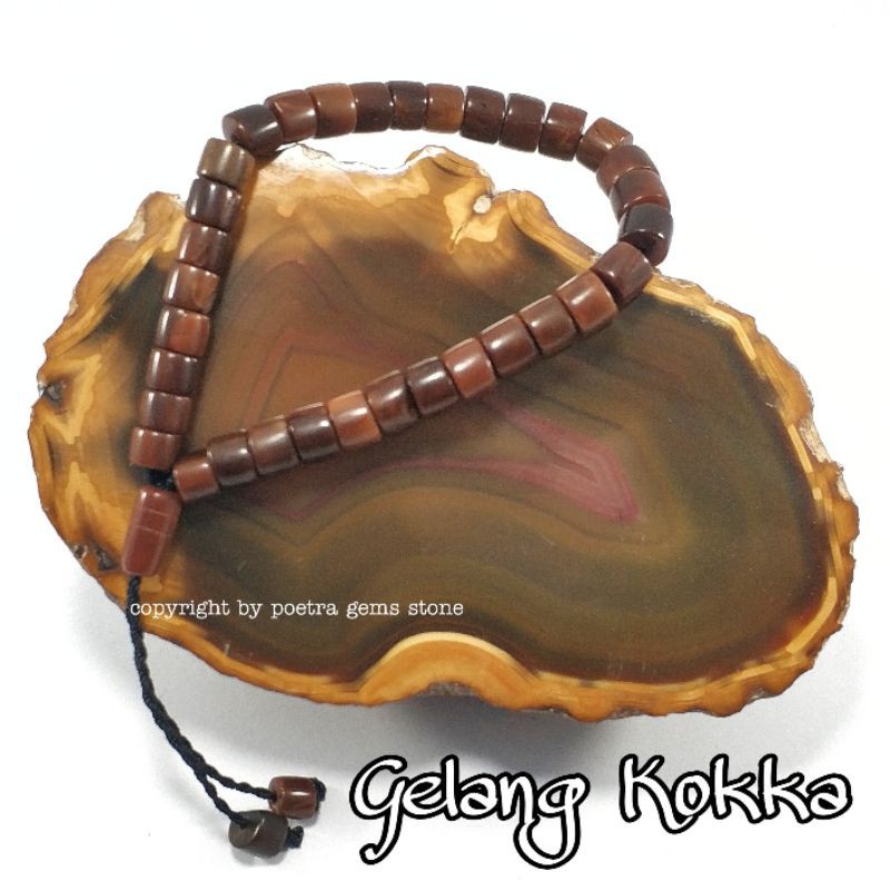 GELANG KAYU ASLI KAOKAH / KAUKAH  ASLI ISTANBUL TURKI MODEL KOTAK BULAT DIJAMIN ASL