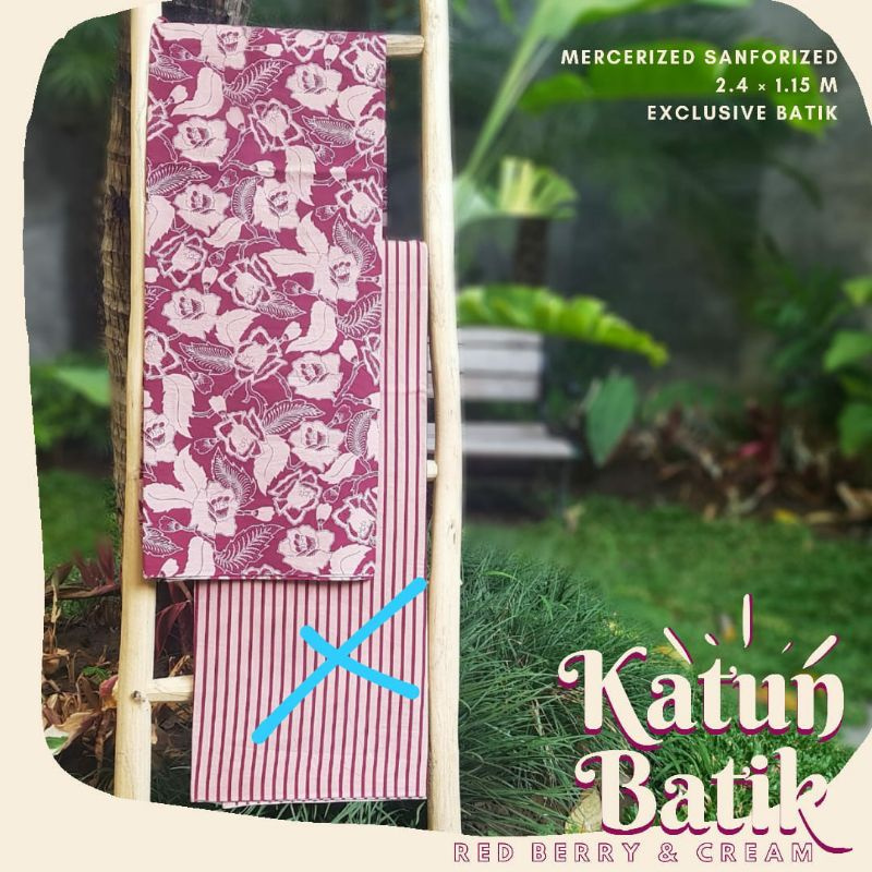 kain katun batik motif bunga mawar pink