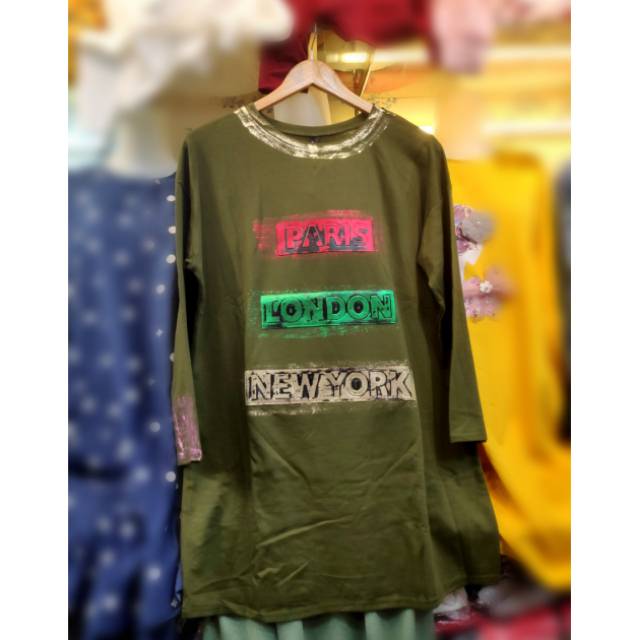 Tunik kaos remaja wanita paris london newyork import