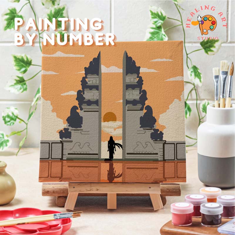

Healingart Painting by number Kit Bali Art set Peralatan melukis anak Lukisan Pura Bali