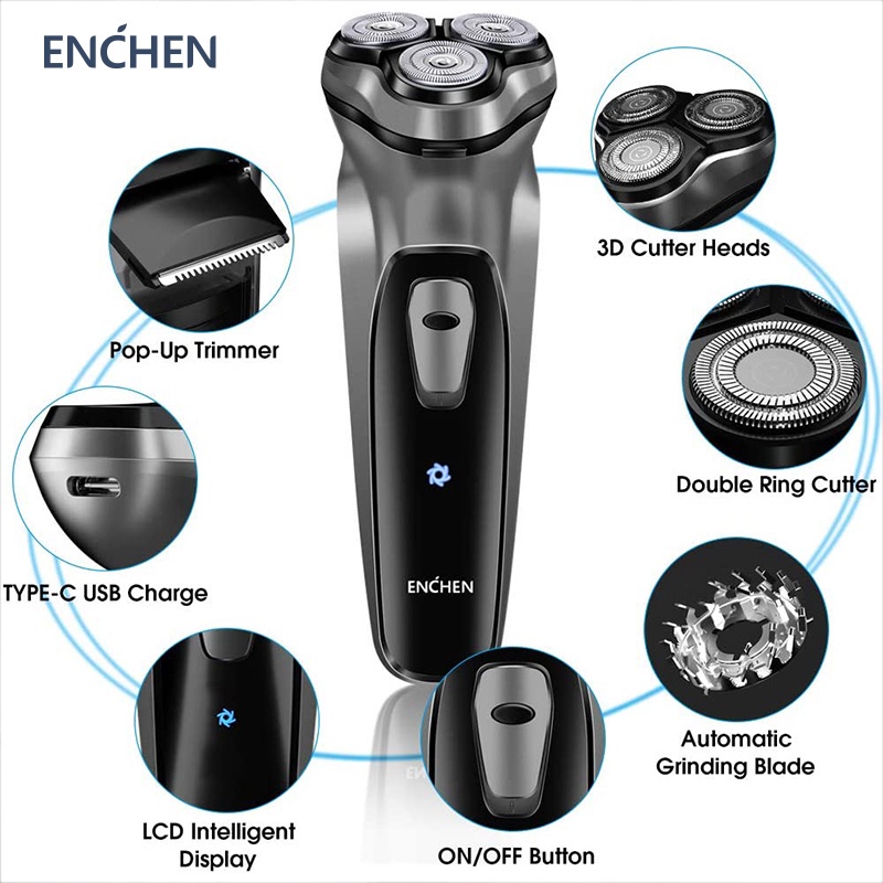 Alat Cukur Kumis Jenggot Enchen Blackstone 3D Electric Shaver Pencukur Jamban