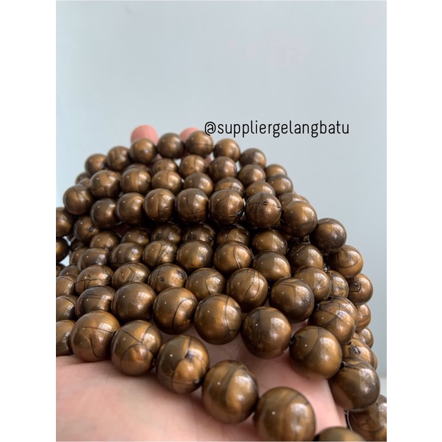 spacer resin bakar bulat 14mm bahan craft gelang kalung beads cokelat