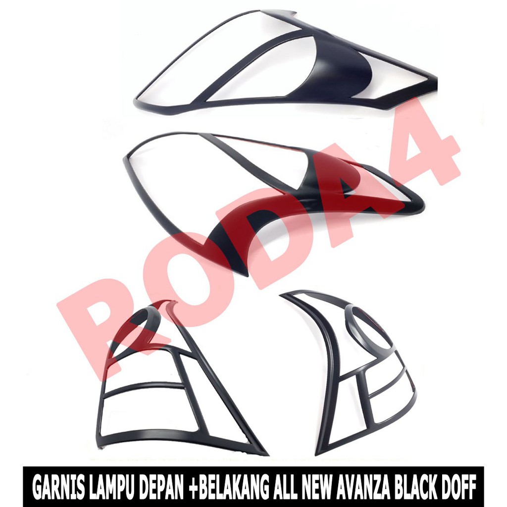 Paket Garnish List Lampu Depan dan Belakang All New Avanza Hitam Doff