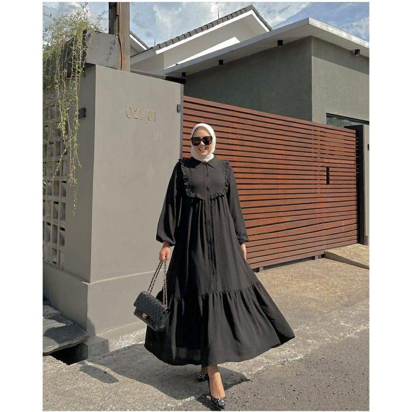 RABIRA DRESS GAMIS  CRINKLE PREMIUM DRESS WANITA TERBARU 2022 BAJU KONDANGAN REMAJA KEKINIAN OOTD WANITA DRESS POLOS WANITA DRESS MEWAH DAN MEGAH-3