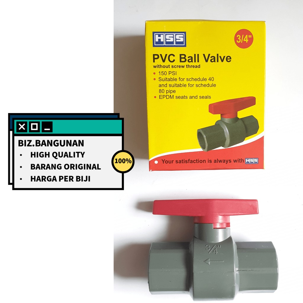 BALL VALVE PVC HSS 3/4&quot; INCH - BALLVALVE STOP KRAN PLASTIK 3/4 IN