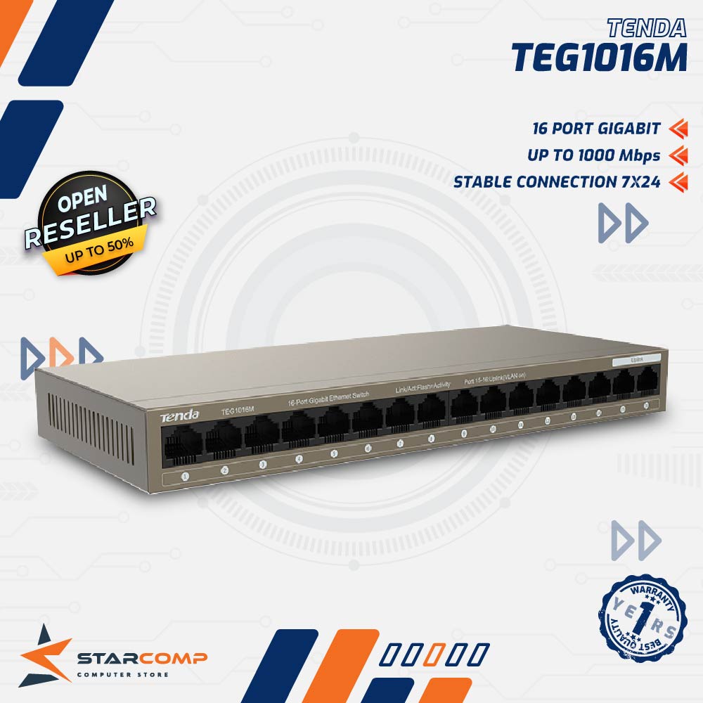 Tenda TEG1016M 16 Port Gigabit Ethernet Switch Hub TEG 1016 M