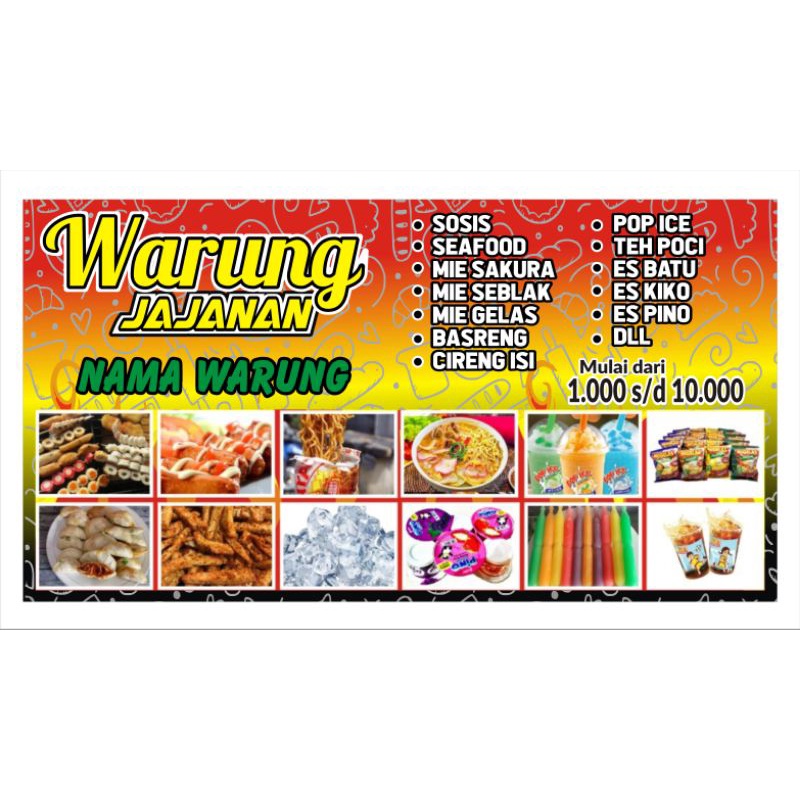SPANDUK WARUNG/SPANDUK BISA GANTI NAMA/MENU DLL