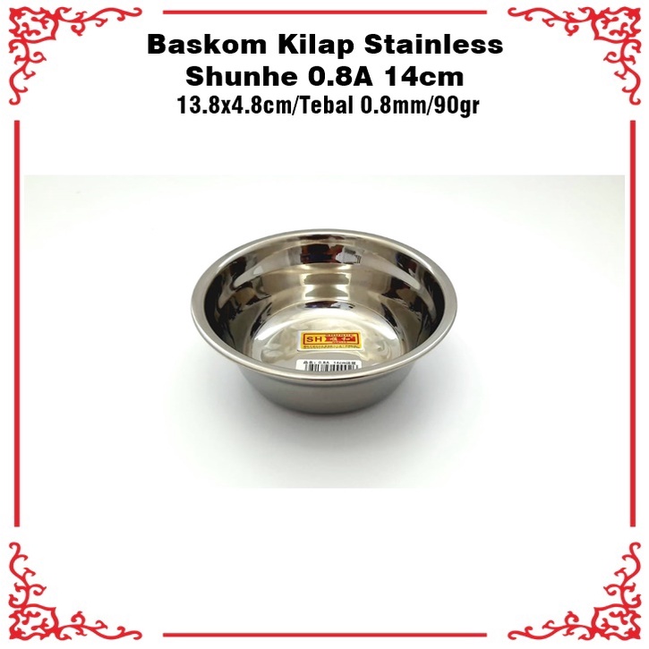 [Set 5pcs] Baskom/Mixing Bowl Tebal 0.8mm Shunhe 14cm