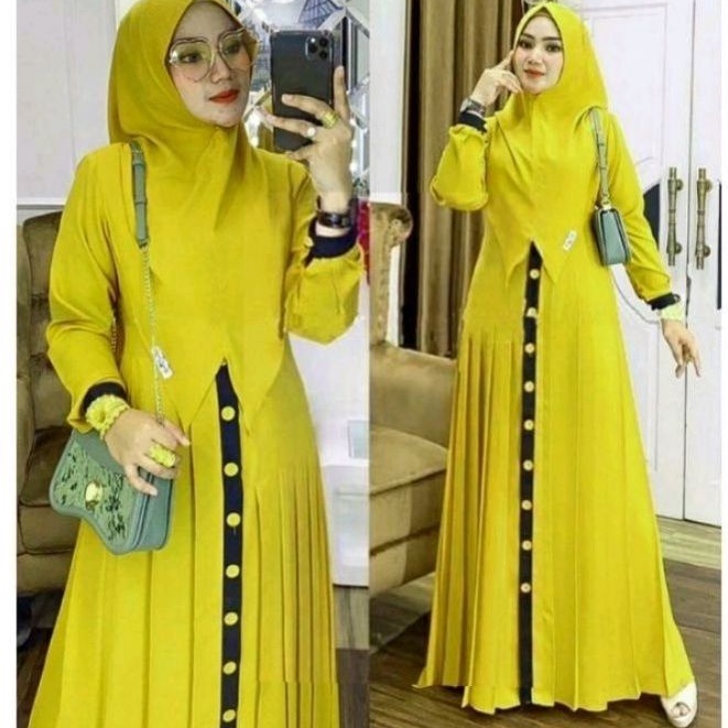 Gamis busui  elisa wanita muslim polos jersey lemonskin elisia dress