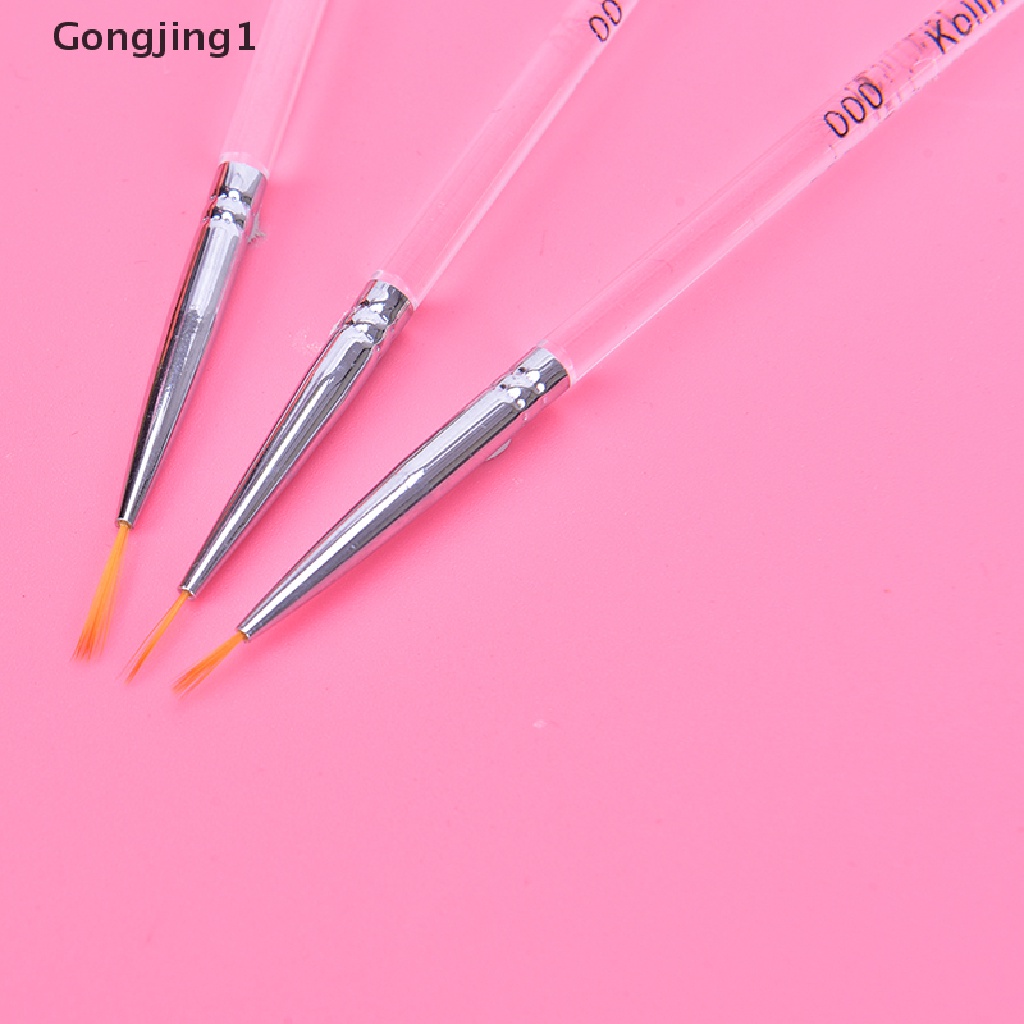 Gongjing1 3pcs / set brush pen Transparan Ukuran 7 / 9 / 11mm Untuk Nail art