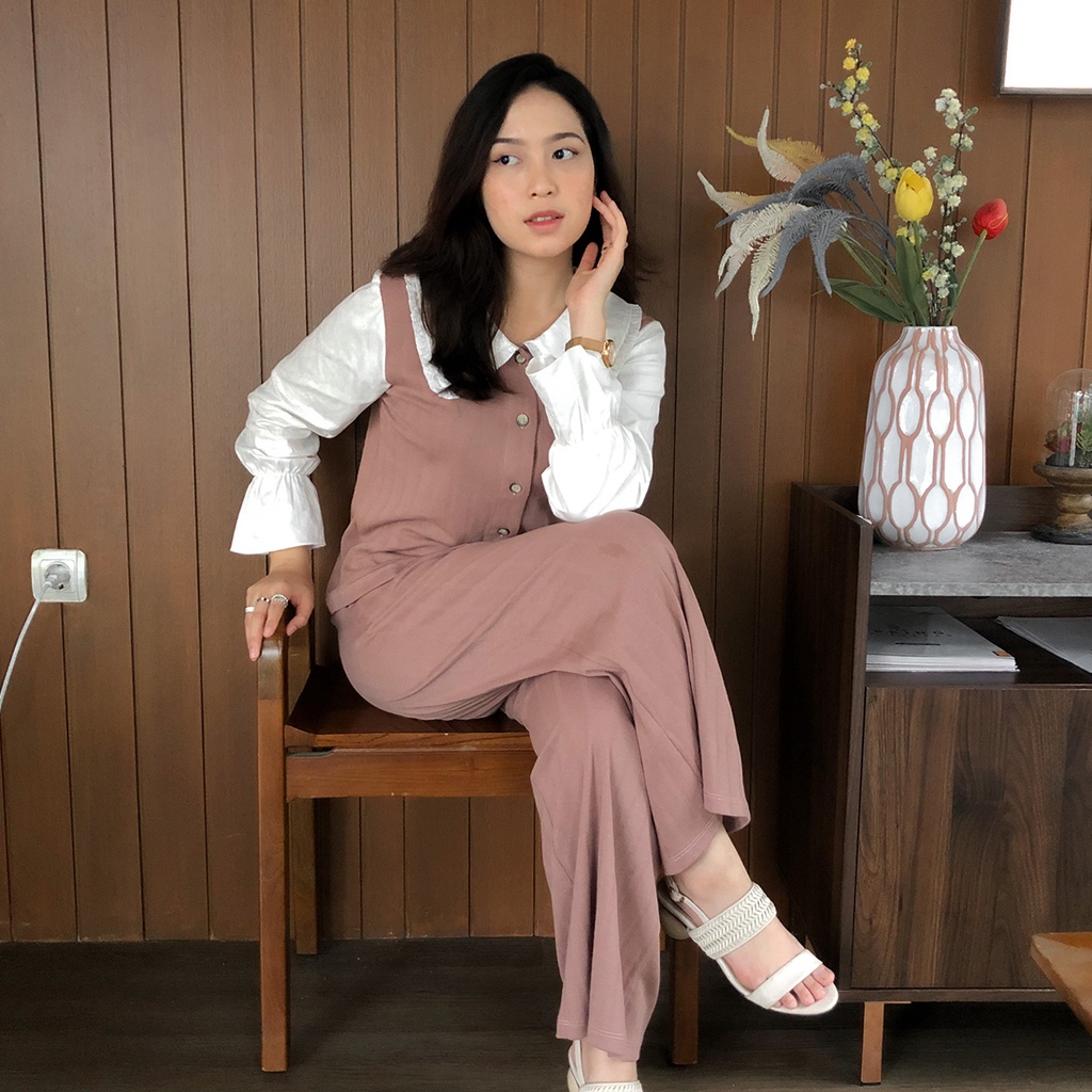 Isla Kimi Set Velvet - Friska Pants - Pakaian Wanita - Blouse Korea - Textured Knit Cotton-2