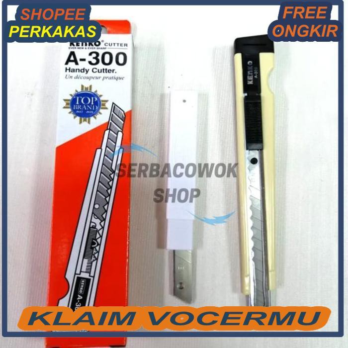 

PAKET PISAU CUTTER KENKO A300 KECIL + ISI CUTTER 1 PAK CUTTING KNIFE SHOPEE FOR MAN / SERBA COWOK