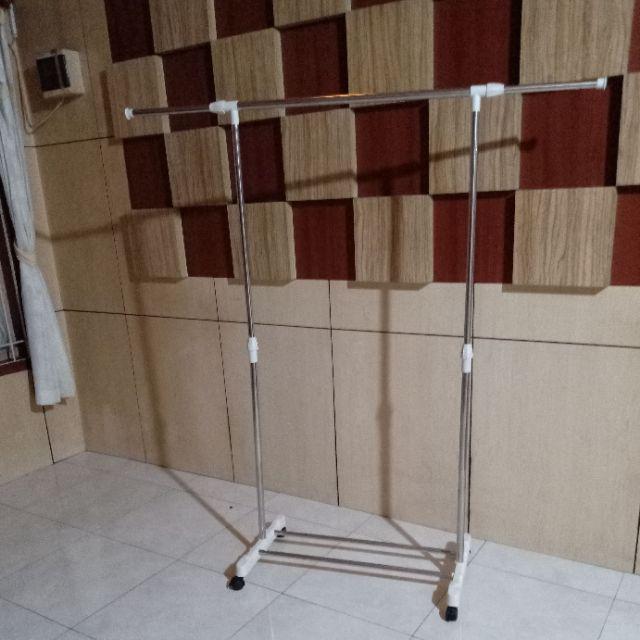 New!! Gantungan Baju / Alat Rak Jemuran Baju Single Rack Hanger Portable / Tiang Jemuran Gawang