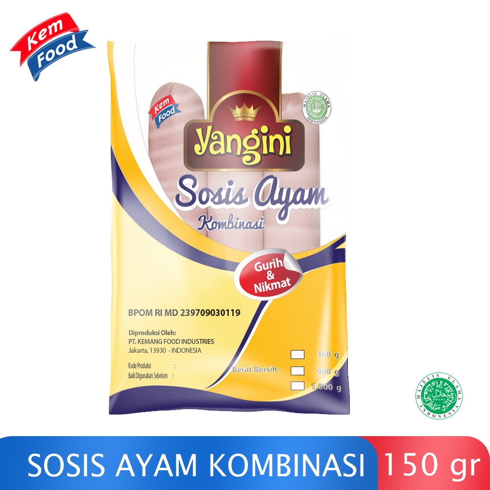 

Yangini Chicken Sausage - Sosis Ayam Kombinasi - 150 gr